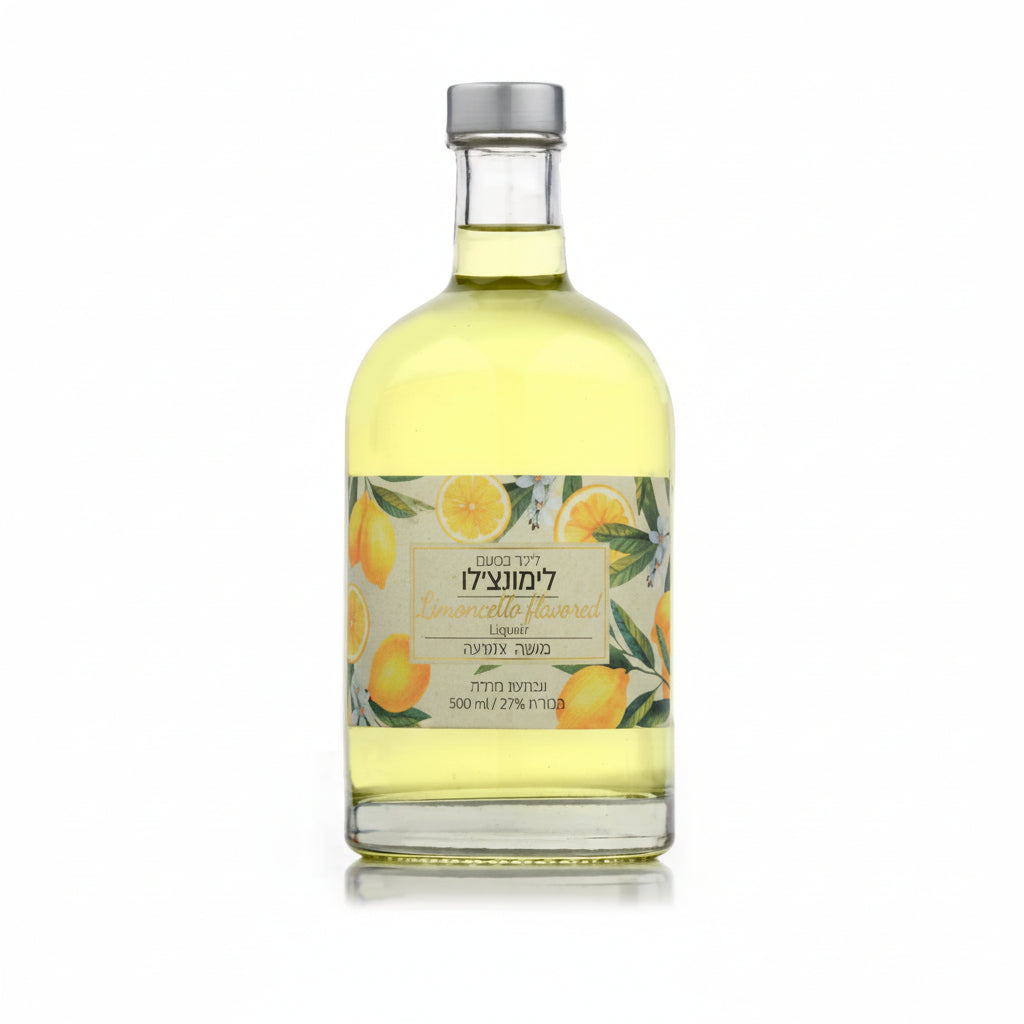 Bottle of Limoncello Liqueur on a white background Israeli wine