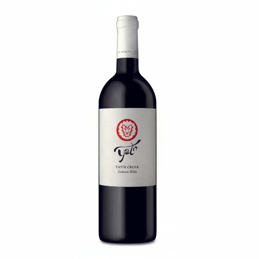 Bottle of Yatin Creek wine on a white background Israeli wine