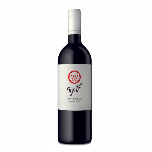 Bottle of Yatin Creek wine on a white background Israeli wine