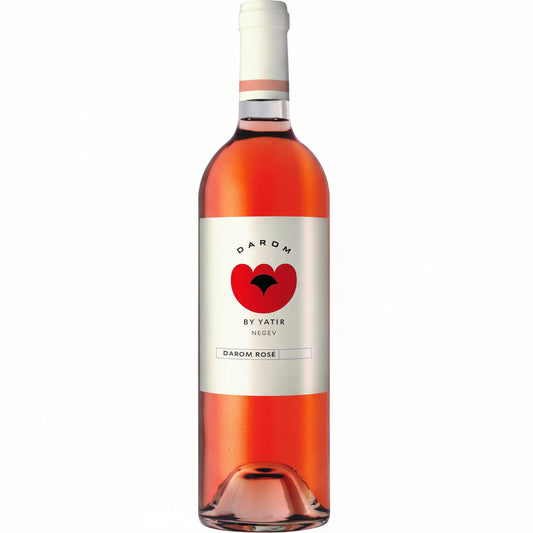 Bottle of Daron Rose by Yatir wine on a white background
