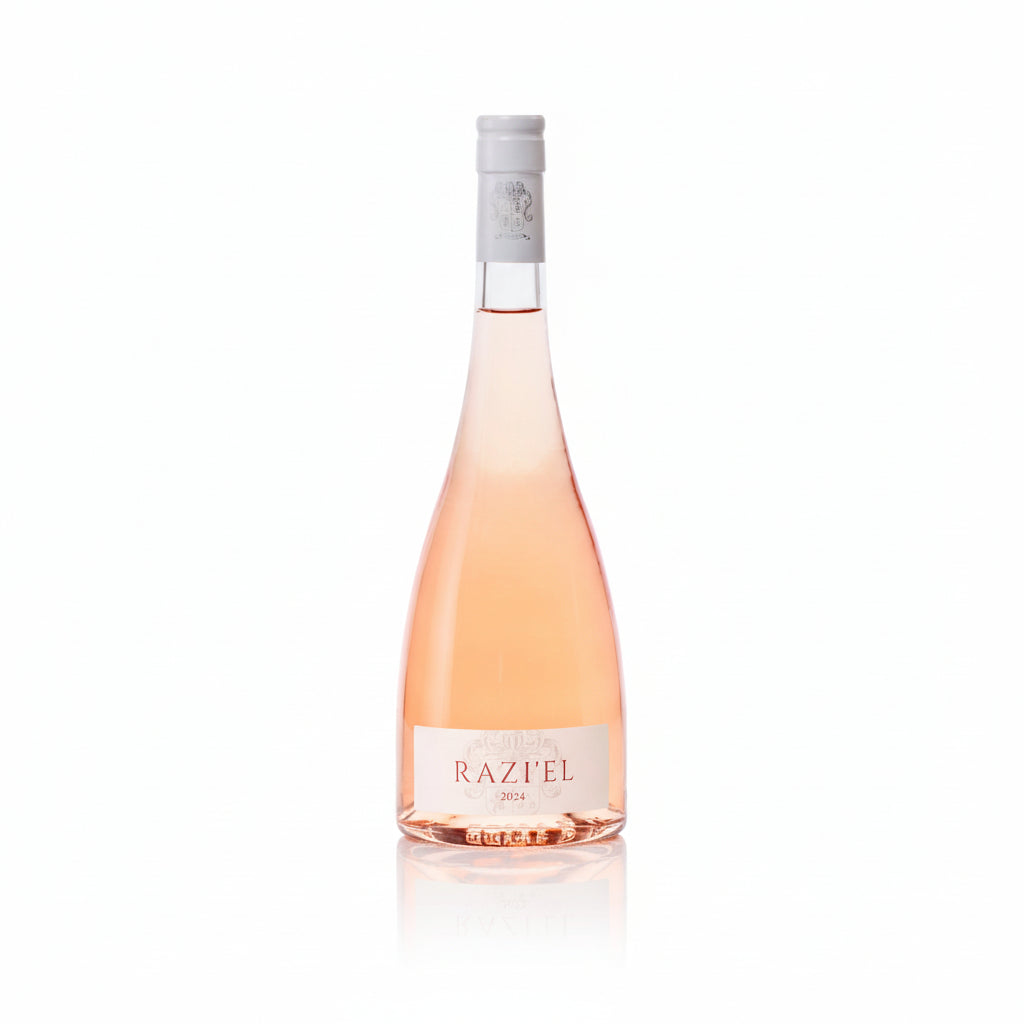 Rose Razi'el 2023 bottle with white background Israeli wine