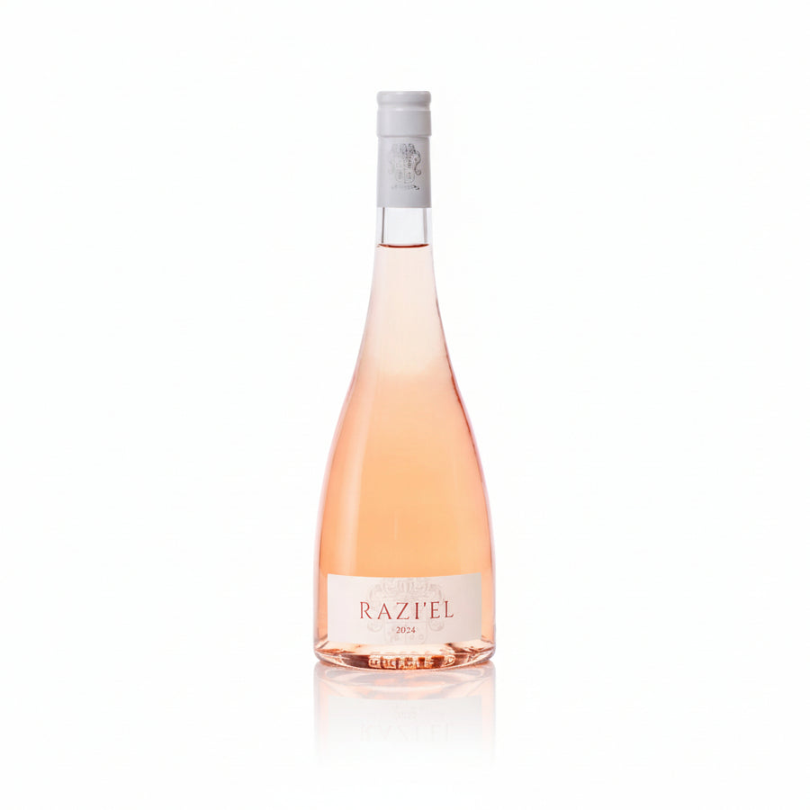 Rose Razi'el 2023 bottle with white background Israeli wine