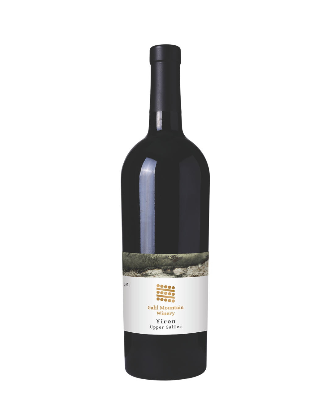 A bottle of Gall Mountaines Viren Hyper Alcool red wine, featuring a dark glass bottle with a black neck wrap and a white label with gold and green details, set against a plain white background.